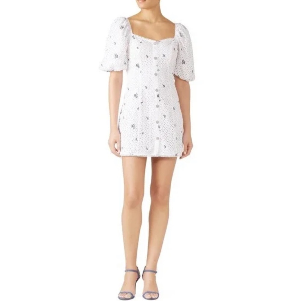 Saylor Dina Cotton Puff Sleeve Eyelet Floral Dress